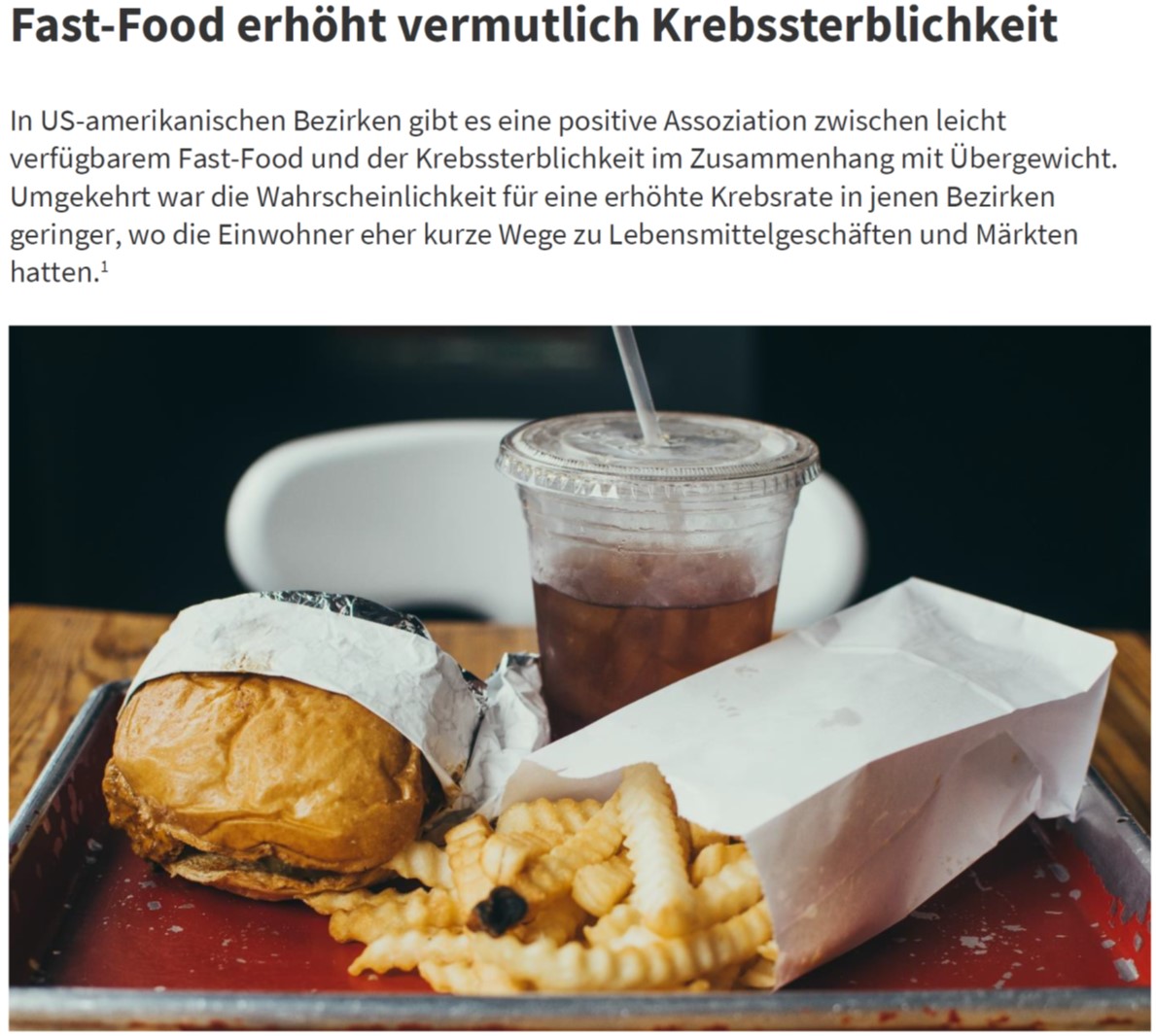 Food Deserts, Food Swamps und Krebssterblichkeit